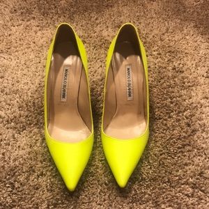 Neon Yellow Manolo Blahnik Pumps